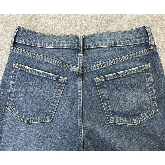 GAP Cheeky Straight High Rise Cropped Jeans 10R/31 Dark Wash Raw Hem Button Fly - Picture 13 of 13